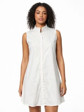 🤍 Tuckernuck Charlie White Shirt Dress Sleeveless High Collar Large